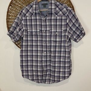 Johnston & Murphy blue and red flannel button shirt size medium